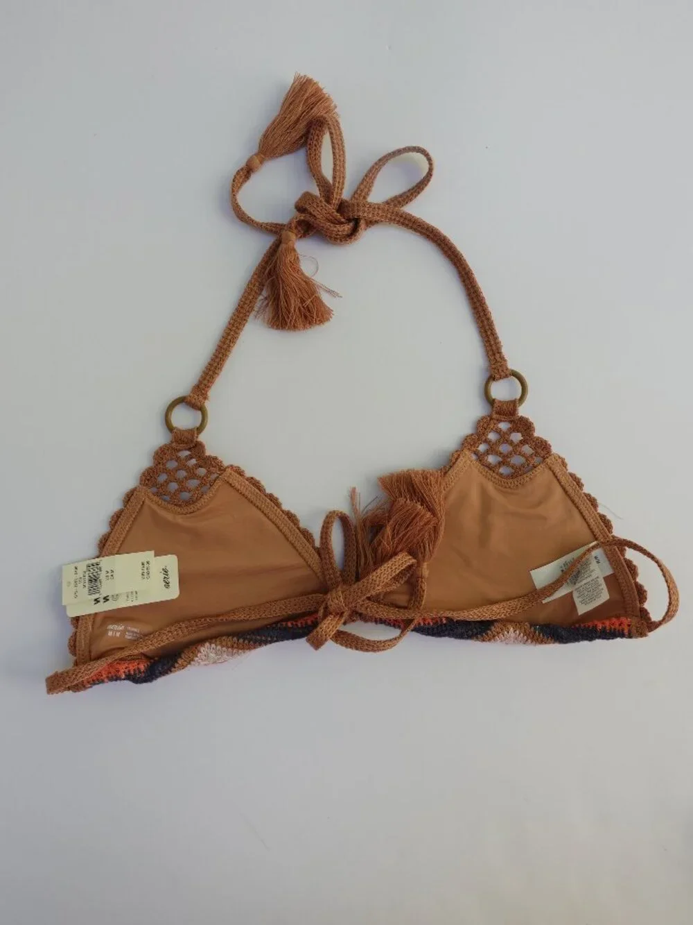 Women's Aerie Crochet String Triangle Bikini Top NEW Size M $49 beach swim